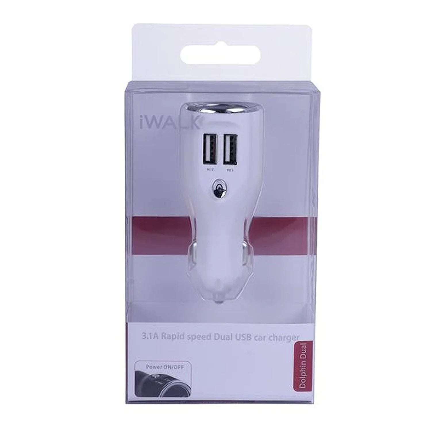 iWalk Dual Usb Car Charger - White - Tashqila iWalk Dual Usb Car Charger - White - Tashqila